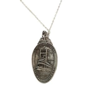 Saint Louis Gateway to the West Pewter Souvenir Spoon Pendant Necklace